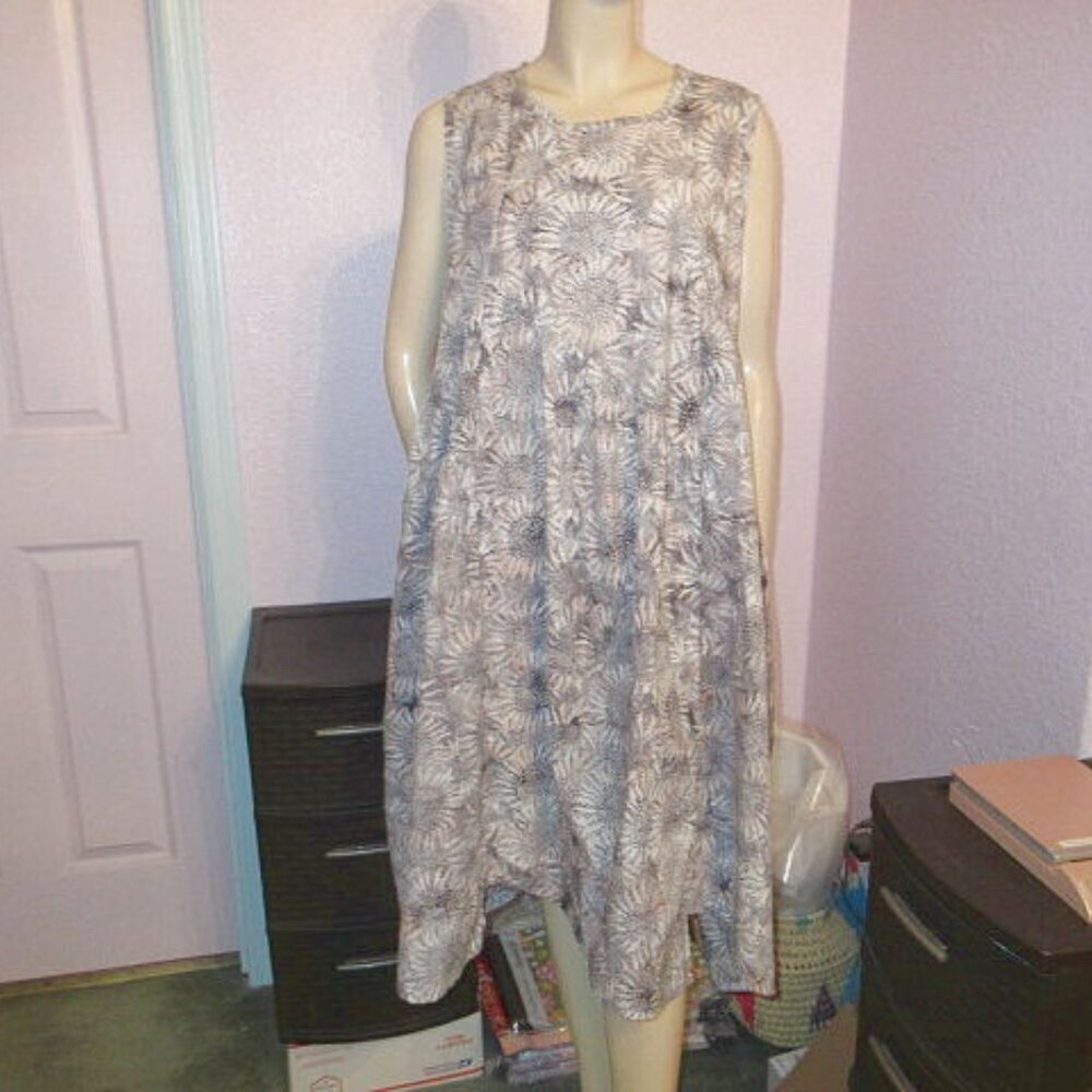 Dress To Kill Jane Mohr Midi Dress Pockets Sunflowers Sleeveless Lagenlook L XL